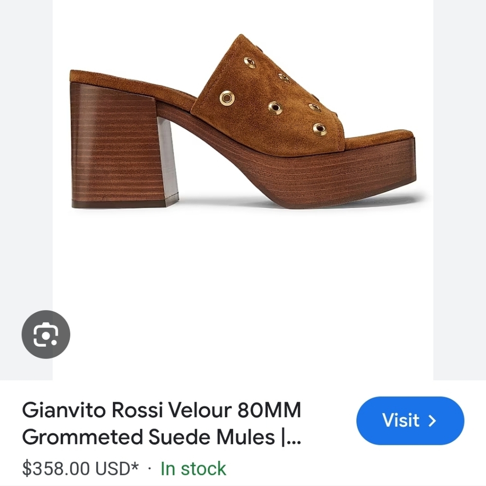 Gianvito Rossi Brown Suede Mules with Gold Accents Grommets